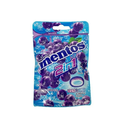 MENTOS 2-in-1 Kaubonbons Trauben Soda 45g