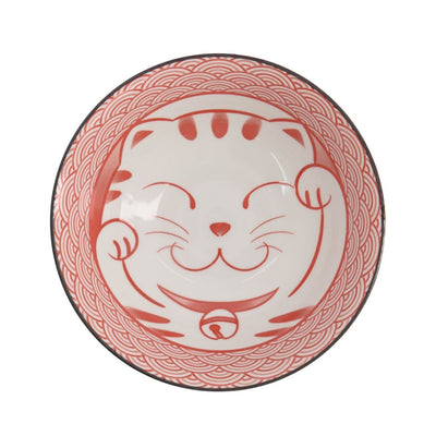 TOKYO DESIGN STUDIO Kawaii Glückskatze Schüssel Rot (19,7 x 7,5 cm)