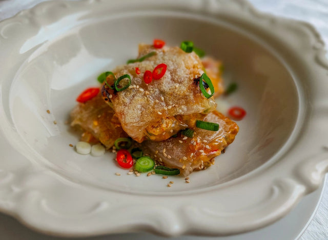 Rice Paper Dumplings mit Kimchi