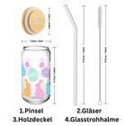 Alphynix Oster-Glas 500ml mit Bambusdeckel & Strohhalm – Erdbeere, Kirsche & Grünkohl Design Bild 2