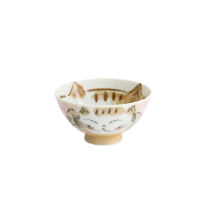 TOKYO DESIGN STUDIO Kawaii Glückskatze Fuku Neko Reisschale Rosa – 11,6x6,2 cm / 300ml