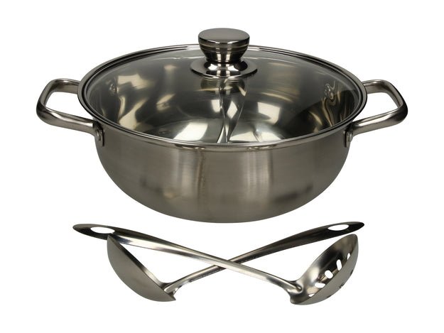 GOLDEN TURTLE Hot Pot mit Glasdeckel & 2 Schöpfkellen