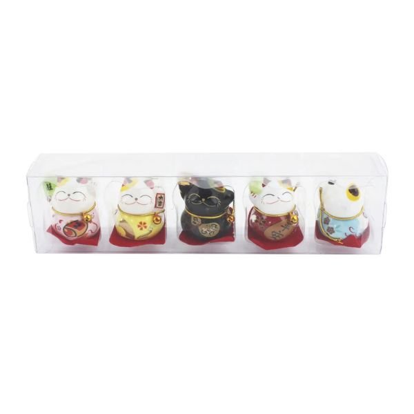 Keramik Mini Glückskatzen 5er Set