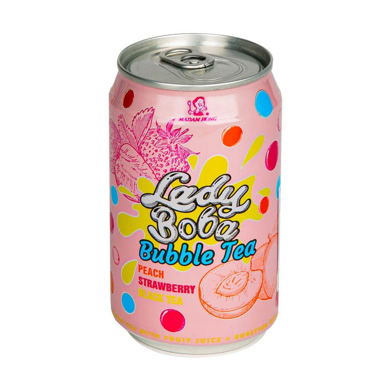 MADAM HONG Lady Boba Pfirsich & Erdbeere Schwarzer Tee 320ml (EINWEG)