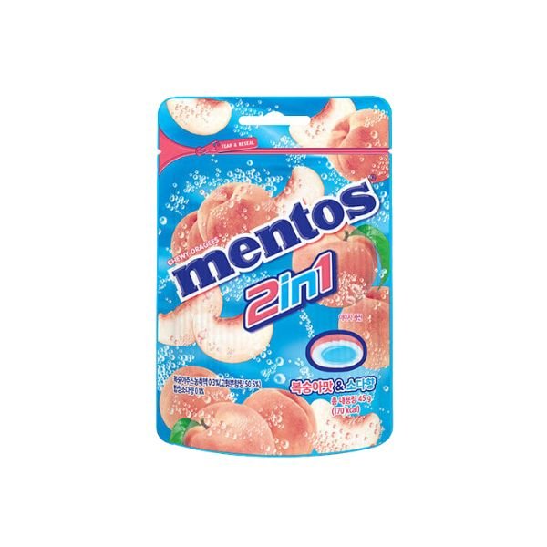 MENTOS 2-in-1 Kaubonbons Pfirsich Soda 45g