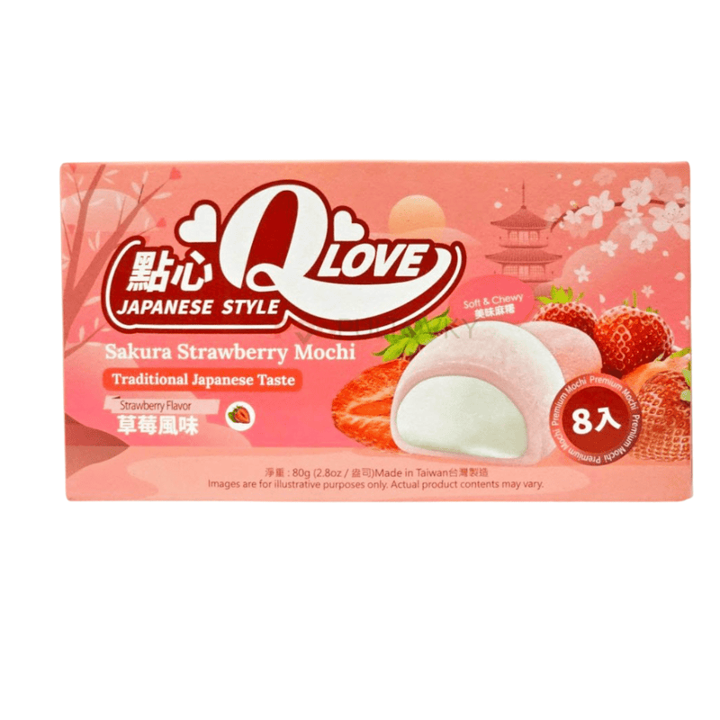 QLOVE Mini Mochi mit Sakura-Erdbeerfüllung 80g