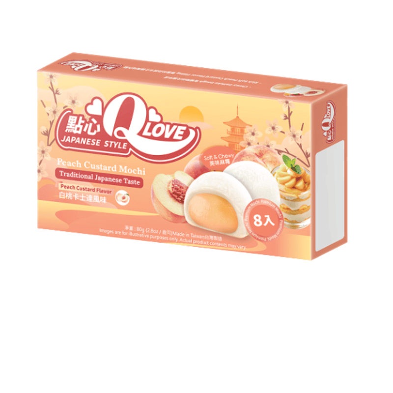 QLOVE Mini Mochi mit weißer Pfirsichpuddingfüllung 80g