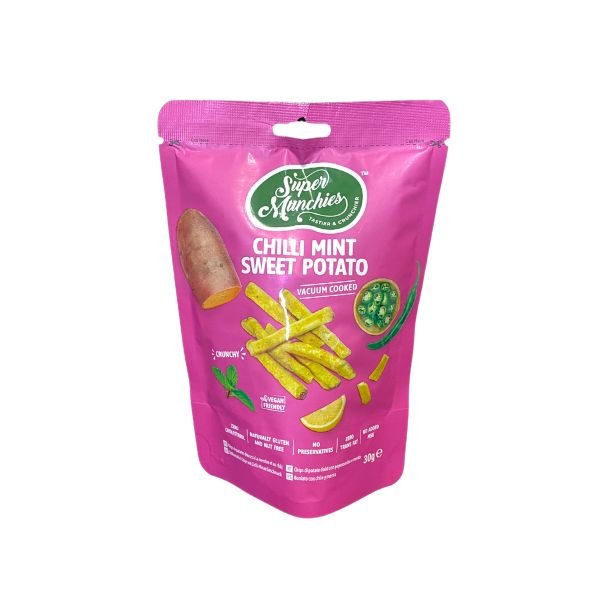 SUPER MUNCHIES Vegane Chili-Minze Süßkartoffel Sticks 30g
