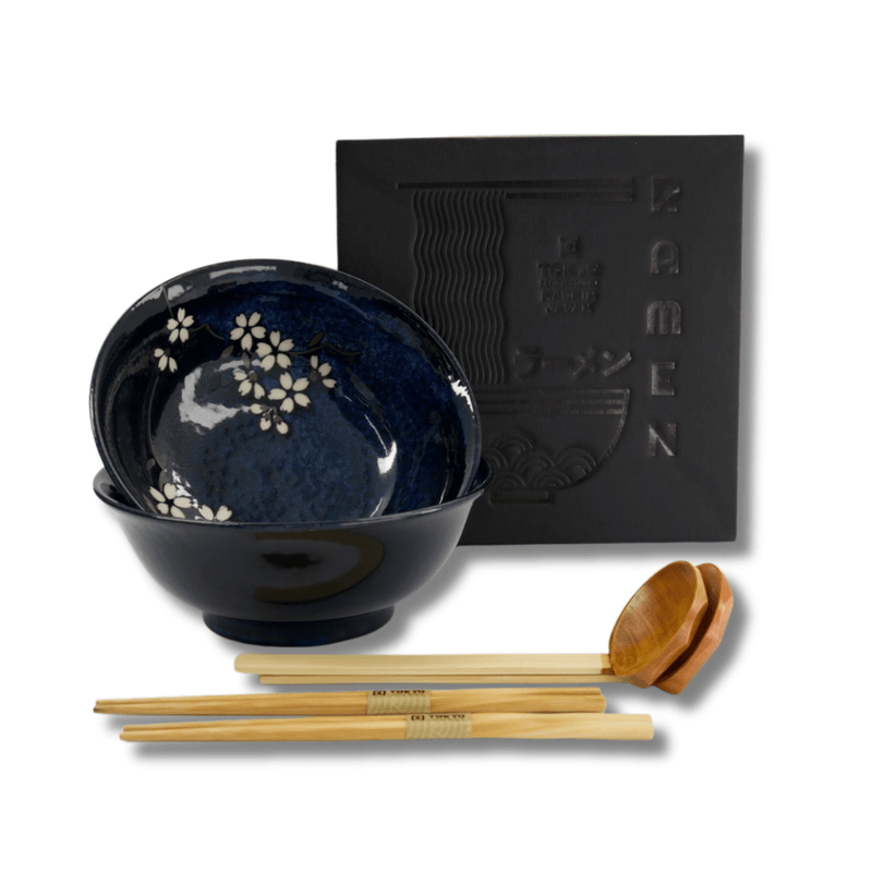 TOKYO DESIGN STUDIO Cobalt Blue Sakura 6-teiliges Ramen Geschenkset 20,5x8 cm / 1200 ml