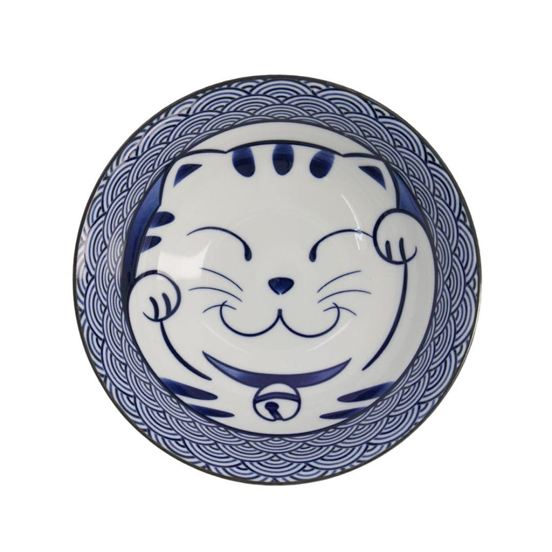 TOKYO DESIGN STUDIO Kawaii Glückskatze Schüssel Blau (19,7 x 7,5 cm)