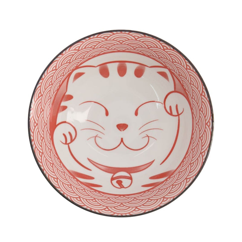 TOKYO DESIGN STUDIO Kawaii Glückskatze Schüssel Rot (19,7 x 7,5 cm)