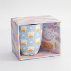 TOKYO DESIGN STUDIO Kawaii Glückskatze Tasse mit Geschenkschachtel – Blaue Katze (8,5x10,2 cm, 340 ml) Bild 3