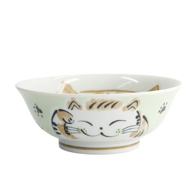 TOKYO DESIGN STUDIO Kawaii Ramen Schüssel Fuku Katze Neko Grün (20,7 x 8 cm)