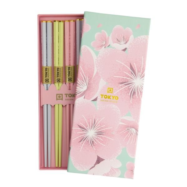 TOKYO DESIGN STUDIO Stäbchen Geschenkset 5 Paar Pink Sakura