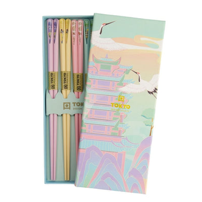 TOKYO DESIGN STUDIO Stäbchen Geschenkset 5 Paar Tempel Frühling