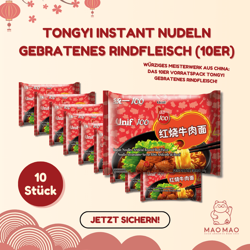 TONGYI Instant Nudeln Gebratenes Rindfleisch Set (10er)