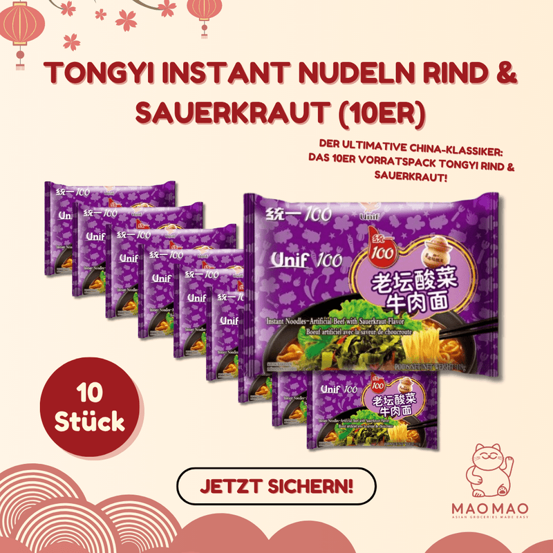 TONGYI Instant Nudeln Rind & Sauerkraut Set (10er)
