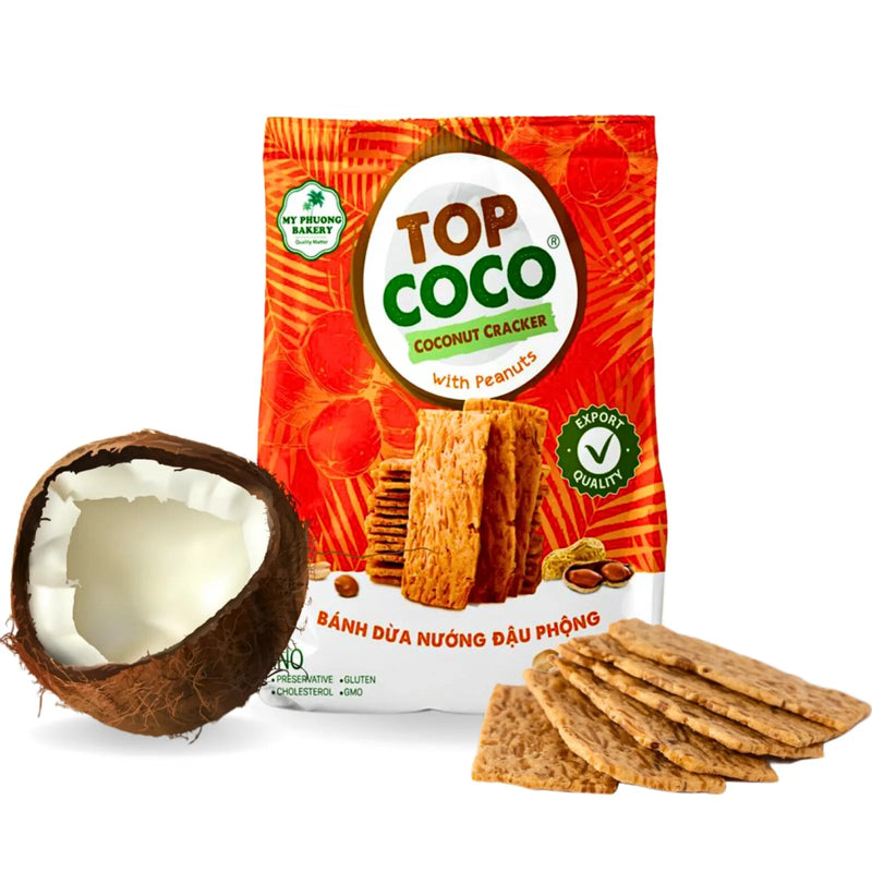 TOPCOCO Kokonuss Cracker mit Erdnüssen 150g