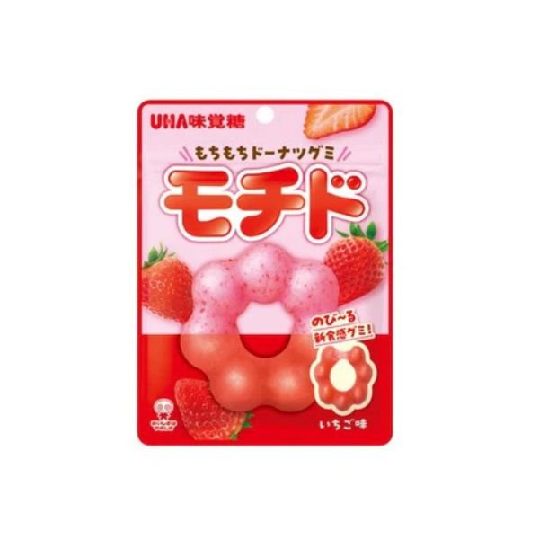 UHA Mikakuto Mochi Donut Erdbeer Gummibonbon 40g